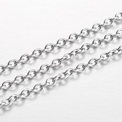 Stainless Steel Color Tarnish Resistant 304 Stainless Steel Cable Chains, for Jewelry Making, Unwelded, Oval, Stainless Steel Color, 3x2x0.6mm, about 32.8 Feet(10m)/card