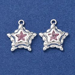 Посеребрённый Латунь с кубическим цирконием подвеской, звезды прелести, красочный, 925 серебро покрытием, 15.5x13.5x3 мм, отверстие : 1.4 мм