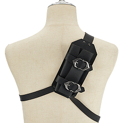 Black PU Leather Adjustable Sword Sheaths, with Iron Findings, Retro Medieval Costume Accessories, Black, 1360mm