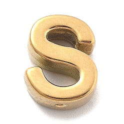 Letter S Ионное покрытие (ip) 304 брелоки из нержавеющей стали, буквенное очарование, реальный 18 k позолоченный, Письмо с, 9.5x7.5x3 мм, отверстие : 1.6 мм