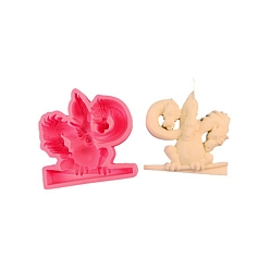 Темно-Розовый Формы для свечей из пищевого силикона, для изготовления свечей, дракон, темно-розовыми, 13x12.8x3.3 см