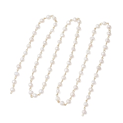 Настоящее золото 18K Цепочки из натурального культивированного пресноводного жемчуга, рис, с 304 фурнитурой из нержавеющей стали, реальный 18 k позолоченный, 15x9x7 мм, около 3.28 футов (1 м)/шт.