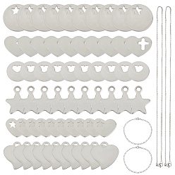 Edelstahl Farbe Diy 304 edelstahlarmbänder & halsketten kits, mit Anhängern, Figaro Kettenarmbänder, Kabelkette Halskette, Edelstahl Farbe, Armbänder: 8-1/8 Zoll (20.5cm), Halsketten: 17.7 Zoll (44.9cm), 4 Stück / Karton