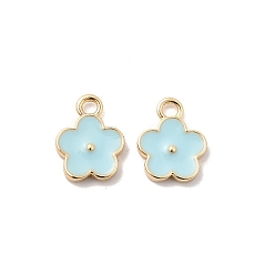 Бледно-бирюзовый Латунь эмаль подвески, , реальный 18 k позолоченный, бледные бирюзовая, 11.5x9x2 мм, отверстие : 1.8 мм
