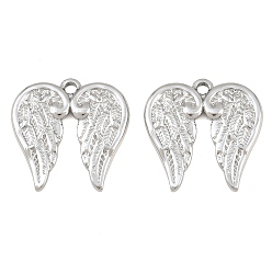 Stainless Steel Color 304 Stainless Steel Pendants, Wing Charms, Stainless Steel Color, 23x23x2mm, Hole: 2.2mm