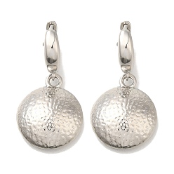 Платина Плоские круглые серьги-кольца из латуни с покрытием стойки, долговечный, без свинца и без кадмия, платина, 37.5x19 мм