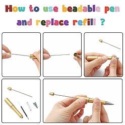 Goldenrod Plastic Beadable Pens, Shaft Black Ink Ballpoint Pen, for DIY Pen Decoration, Goldenrod, 144x12mm, The Middle Pole: 2mm