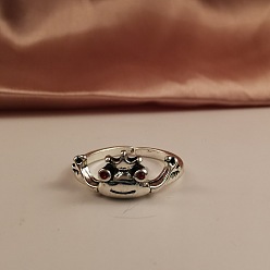 Античное Серебро Сплав лягушки с манжетными кольцами из стразов, регулируемые открытые кольца, античное серебро, внутренний диаметр: регулируемый