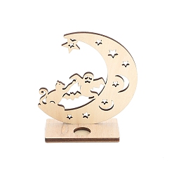 Cat Shape Украшения для Хэллоуина, деревянные подсвечники с полыми лунами, для домашнего украшения рабочего стола, форма кошки, 140x150 мм