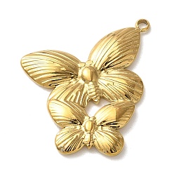 Настоящее золото 14K 304 подвески из нержавеющей стали, очарование бабочки, ионное покрытие (ip), реальный 14 k позолоченный, 27x23x2 мм, отверстие : 1.4 мм