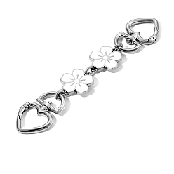 Белый Эмалированные цепочки для сумок с цветочным сплавом, с кольцевыми застежками, для замены ремней для мешков, платина, белые, 150 мм