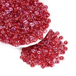 Brique Rouge Perles de rocaille en verre de couleurs transparentes, rondelle, cuisson des peintures, firebrick, 6x3mm, Trou: 1.2~1.6mm, environ 2500 pcs / livre