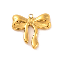 Настоящее золото 18K Ионное покрытие (ip) 304 подвески из нержавеющей стали, бантом прелести, реальный 18 k позолоченный, 15.5x15.5x2.5 мм, отверстие : 1.2 мм
