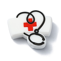 Hat Тема медицинского лечения стетоскоп силиконовые бусины, DIY уход за ожерельем, шляпа, 26x29x8 мм, отверстие : 2.5 мм