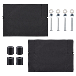 Черный 2 шт. ткань для замены стульев из ткани Оксфорд, прямоугольные, с 2 комплектами железных винтовых соединений, чёрные, 475x370x2.5 мм