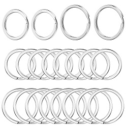 Нержавеющая Сталь Цвет 40 шт. 2 стили 304 разрезные брелоки из нержавеющей стали, ключевые застежками, цвет нержавеющей стали, 20~25x2 мм, внутренний диаметр: 16~20.5 мм, 20 шт / стиль