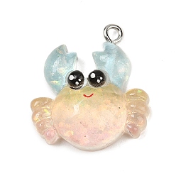 Краб Подвески из прозрачной смолы на тему океана, с железной платиной петлей, краб, 24x22x7.5 мм, отверстие : 2 мм