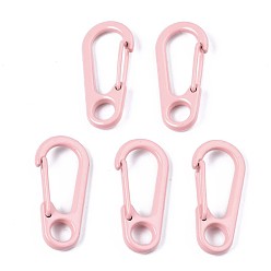 Pink Окрашенные распылением пружинные кольца из сплава, защелкивающееся кольцо, без кадмия, без никеля и без свинца, розовые, 31.5x14.5x7 мм, отверстие : 5.5 мм