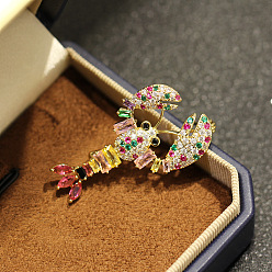 Разноцветный Броши из латуни с микропаве из кубического циркония для одежды-рюкзака, красочный, 22x40 мм