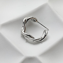 Платина Латунная серьга находка, с петлей, платина, 23x29x5.5 мм, отверстие : 1 мм