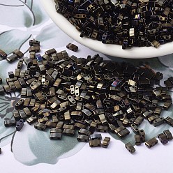 (HTL458) Metallic Brown Iris MIYUKI Half TILA Beads, Japanese Seed Beads, 2 Hole, (HTL458) Metallic Brown Iris, 5x2.3x1.9mm, Hole: 0.8mm, about 250pcs/bottle, 10g/bottle