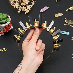 Обсидиан Ободки для волос из натурального обсидиана, аксессуары для волос для женщин и девочек, 185x155x15 мм