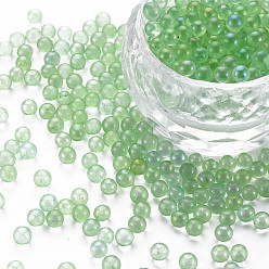 Verde Claro Bricolaje 3 d clavo de la decoración del arte mini granos de cristal, diminutas cuentas de uñas caviar, color de ab chapado, rondo, verde claro, 3.5 mm, sobre 450 g / bolsa