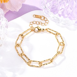 Настоящее золото 18K 304 браслеты-цепочки из нержавеющей стали со скрепками для женщин и мужчин, ионное покрытие (ip), реальный 18 k позолоченный, 6-1/4 дюйм (16 см)