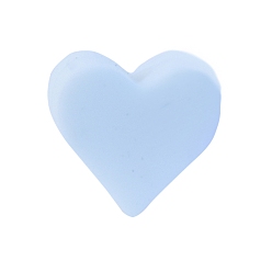 White Heart Food Grade Silicone Beads, White, 12x13.5mm