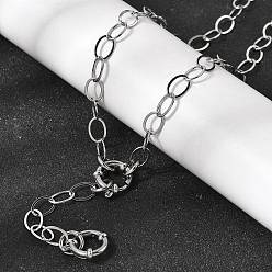 Нержавеющая Сталь Цвет 6мм 201 Плоские овальные цепочки из нержавеющей стали, унисекс, не тускнеет, цвет нержавеющей стали, 22.05 дюйм (56 см)