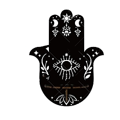Hamsa Hand Деревянная настенная небольшая хрустальная витрина, ведьма висит держатель кристалла, подвесной подвесной маятник для биолокации из кристалла, хамса рука, 250x192 мм