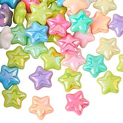 (52) Непрозрачная лаванда 40 шт. непрозрачные акриловые бусины с УФ-покрытием, радужный, звезда, разноцветные, 19x20.5x9 мм, отверстие : 2 мм