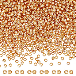 Настоящее золото 18K 1000 латунные бусины шт., круглые, реальный 18 k позолоченный, 2x2 мм, отверстие : 0.8 мм, 1000 шт / комплект