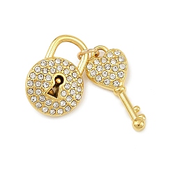 Настоящее золото 18K 304 подвески из нержавеющей стали со стразами, брелоки для замков и ключей, вакуумное покрытие pvd, реальный 18 k позолоченный, 15~17.5x8~10x2.5~5 мм, отверстие : 2.5 мм