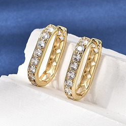 Настоящее золото 18K Серьги-кольца из латуни с прозрачным кубическим цирконием, овальные, без кадмия и без свинца, реальный 18 k позолоченный, 23x16x4 мм