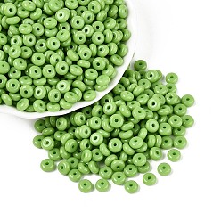 Желто-Зеленый Стеклянный бисер непрозрачных цветов, рондель, круглое отверстие, желто-зеленый, 6~6.5x3 мм, отверстие : 1.2~1.4 мм, Около 2500 шт / фунт