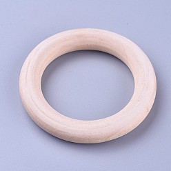 Khaki Unfinished Wood Linking Rings, Macrame Wooden Rings, Annular, Khaki, 64~65x10mm, Inner Diameter: 44mm