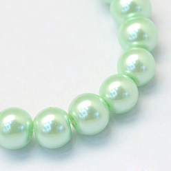 Pale Green Baking Painted Pearlized Glass Pearl Round Bead Strands, Pale Green, 10~11mm, Hole: 1.5mm, about 80~85pcs/strand, 31.4 inch1.5mm