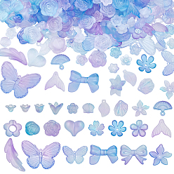 Васильковый 200g прозрачные акриловые бусины, матовые, разнообразные, градиент цвета, васильковый, 12~30.5x11.5~39.5x2.5~9 мм, отверстие : 1.6~2.7 мм