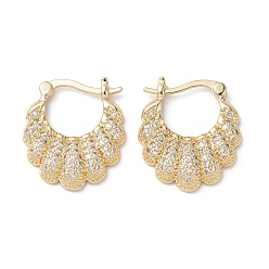 Настоящее золото 16K Серьги-кольца с цветком из прозрачного кубического циркония, украшения из латуни для женщин, реальный 16 k позолоченный, 23x20x3 мм, штифты : 1~1.5x0.7 мм