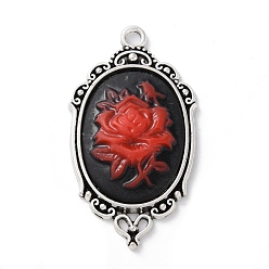 Цветок Сплавочные подвески тибетского стиля, cmолой, овальная рамка, , 42x23x5.5 мм, отверстие : 2.5 мм