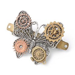 (52) Непрозрачная лаванда Панк винтажные аксессуары для волос, заколка для волос из сплава в тибетском стиле, бабочка, разноцветные, 68x50x15 мм