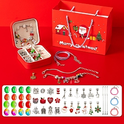 Античное Серебро Комплекты рождественских браслетов и ожерелий своими руками, включая бусины, , цепи, ожерелья, античное серебро, 5-7/8x5-1/2x2-3/4 дюйм (15x14x7 см), 46 шт