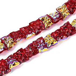 (123L) Белый крем непрозрачный блеск Гальваническое покрытие, прозрачные стеклянные бусины, нити, бабочка, с половиным покрытием, с покрытием AB цвета, огнеупорный кирпич, 11.5x14.5x6~7 мм, отверстие : 1.2 мм, около 60 шт / нитка, 24.41 дюйм (62 см)