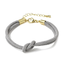Silver 3MM Round Nylon Braided Cord Bracelet Making, Knot, with Golden 202 Stainless Steel Lobster Clasp & Brass Finding, Silver, 6.69x0.39 inch(17x1cm)