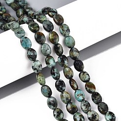 Африканский Бирюза(яшма) Бусы натуральная африканская бирюза (яшма), Плоско-овальные, 8x6x4 мм, отверстие : 0.8 мм, около 48~49 шт / нитка, 14.88~15.16'' (37.8~38.5 см)