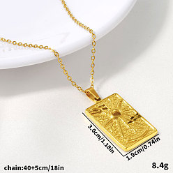Golden 304 Stainless Steel Rectangle with Sun Pendant Necklaces for Women, Golden, 15.75 inch(40cm)