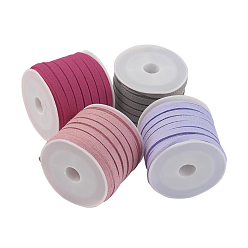 (52) Непрозрачная лаванда Шнуры из искусственной замши, искусственная замшевая кружева, разноцветные, 5x1.5 мм, около 5.46 ярдов (5 м) / рулон, 4 рулонов / набор