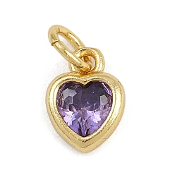 Настоящее золото 18K Латунь с кубическим цирконием подвеской, сердце прелести, с целью перехода в кольце, стойки покрытие, долговечный, без свинца и без кадмия, реальный 18 k позолоченный, 9.5x7x3 мм, отверстие : 3.5 мм