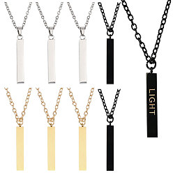 Mixed Color 201 Stainless Steel/Brass Coated Iron Rectangle Pendant Necklace, Mixed Color, 20.08 inch(51~51.5cm)
